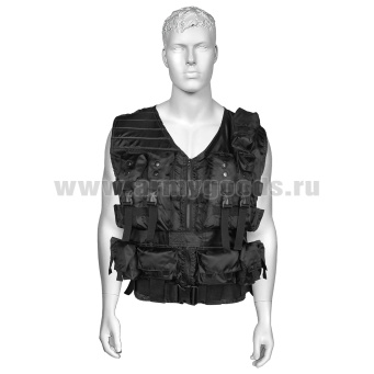 Жилет разгрузочный тактический Армейский черный (ткань "оксфорд")