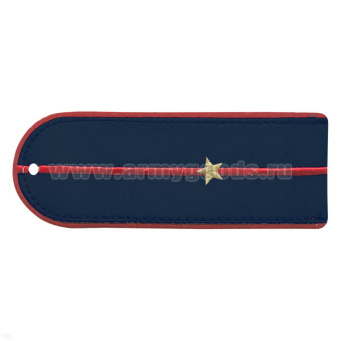 Погоны «машинная вышивка» из рубаш. ткани Полиция темно-синие с вышит. 1 красн пр. и выш звездами (младший лейтенант)
