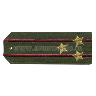 Погоны «машинная вышивка» оливк. (ткань rip-stop) c 2 вышит. краповым просв. с вышитыми звездами (полковник) на костюм офисный