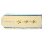 Погоны «машинная вышивка» из рубаш. ткани крем. с вышит. голуб. кантом с вышит. звездами (старший прапорщик)