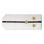 Погоны «машинная вышивка» из рубаш. ткани белые с 1 вышит. черн. просв. с вышит. звездами (ст. лейтенант)