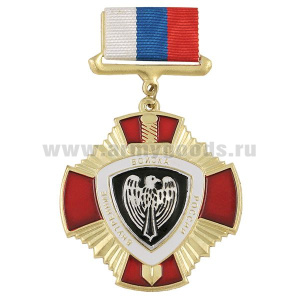 Медаль ВВ России (красный крест, на планке - лента РФ) сокол