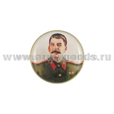 Значок мет. Сталин (круглый, смола, на пимсе) без медалей