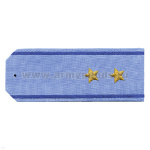 Погоны «машинная вышивка» из рубаш. ткани ФСБ голуб. с вышит. вас. кантом с вышит. звездами (прапорщик)