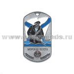 Жетон (нерж. ст., эмал.) Морская пехота "черн. смерть" (скелет на фоне андр. флага)