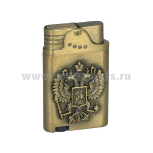 Зажигалка газовая бронзовая (двойное пламя) Герб РФ