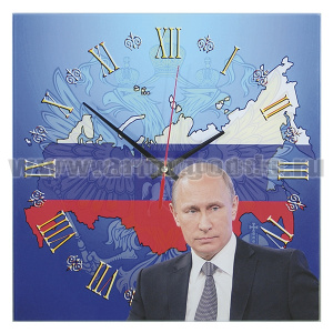 Часы настенные стеклянные Путин В.В. (28x28 см)