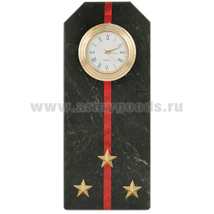 Часы сувенирные настольные (камень змеевик черный) Погон Старший лейтенант МП