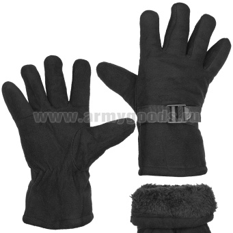 Перчатки зимние флисовые с иск. мехом черные (с утяжкой)