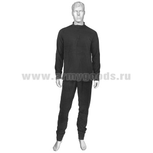 Белье зимнее флисовое черное (фуфайка + штаны) 100% полиэстер р-ры с 62