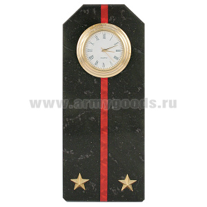 Часы сувенирные настольные (камень змеевик черный) Погон Лейтенант МП