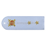 Погоны «машинная вышивка» из рубаш. ткани Полиция без канта бледно-голуб. с вышит. эмблемой (прапорщик) пластик