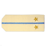 Погоны «машинная вышивка» из рубаш. ткани крем. с 1 вышит. голуб. просв. с  вышит. звездами (лейтенант)