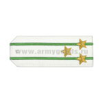Погоны «машинная вышивка» из рубаш. ткани белые с 2 вышит. зел. просв. с вышит. звездами (полковник)
