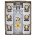 Набор подарочный стеклянный Штоф (0,5 л) и 6 стопок (50 мл) с мет. накладками РВСН