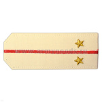 Погоны «машинная вышивка» из рубаш. ткани крем. с 1 вышит. красн. просв. с вышит. звездами (лейтенант)