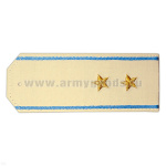 Погоны «машинная вышивка» из рубаш. ткани крем. с вышит. голуб. кантом с вышит. звездами (прапорщик)