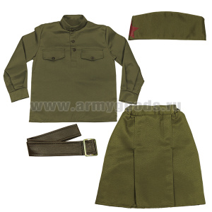 Маскарадный костюм детский  Солдаточка (гимнастерка, юбка, ремень, пилотка) 2291, 2292, 2293 (3-10 лет)