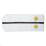 Погоны «машинная вышивка» из рубаш. ткани белые с 1 вышит. черн. просв. с вышит. звездами (лейтенант)