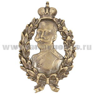 Значок мет. Николай II (бюст в венке с императорской короной) литье