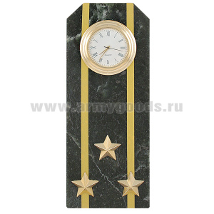 Часы сувенирные настольные (камень змеевик черный) Погон Полковник ВМФ