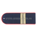 Погоны темно-синие (красн. кант) Полиция (ОВД) с нашит. металлизированным текстильным галуном (мл. сержант) на пластике