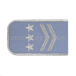 Погоны РЖД вышит. мет. серебр. голубые (2 лычки 3 звезды)