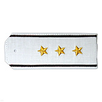 Погоны «машинная вышивка» из рубаш. ткани белые с вышит. черн. кантом с вышит. звездами (ст. прапорщик)