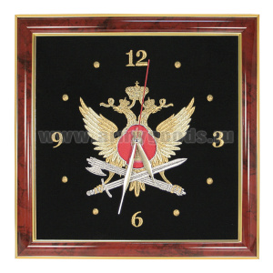 Часы подарочные вышитые на бархате в багетной рамке 35х35 см (ФСИН)