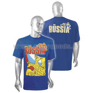 Футболка с рисунком краской  National Team Russia (двуглавый орел ) синяя