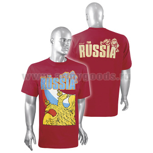 Футболка с рисунком краской  National Team Russia (двуглавый орел ) красная