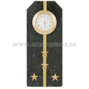 Часы сувенирные настольные (камень змеевик черный) Погон Капитан ВМФ