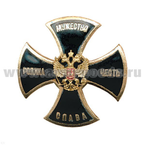 Медаль Стальной черн. крест с красным кантом ВВ (кулак с автоматом на звезде) (на планке - лента РФ)