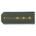 Погоны «машинная вышивка» оливк. (ткань rip-stop) c вышит. голубым кантом с вышитыми звездами (старший прапорщик) на костюм офисный
