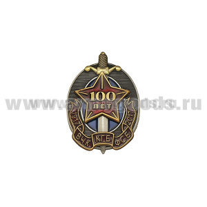 Значок мет. 100 лет ВЧК-КГБ-ФСБ 1917-2017 (овал с мечом)