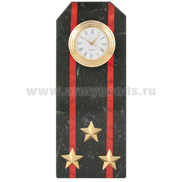 Часы сувенирные настольные (камень змеевик черный) Погон Полковник МП