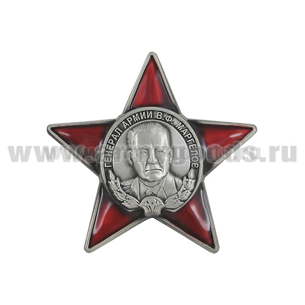 Значок мет. Генерал армии В.Ф. Маргелов (звезда, заливка смолой)