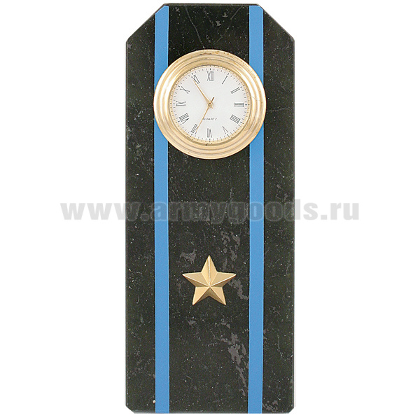 Часы сувенирные настольные (камень змеевик черный) Погон Майор Авиации ВМФ