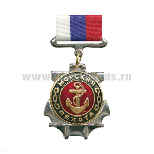 Медаль МП (якорь МП бол. на красн. фоне) (на планке - лента РФ)