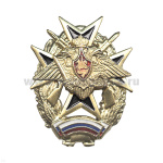 Значок мет. Мальт. крест с орлом РА и винтовками (с флагом РФ внизу) черн. с окантовкой