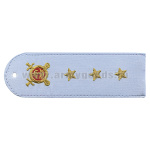 Погоны «машинная вышивка» из рубаш. ткани Полиция без канта бледно-голуб. с вышит. эмблемой (старший прапорщик) пластик