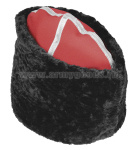 Папаха казачья иск. мех черная (верх - алое сукно) универсальный размер