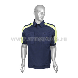 Рубашка поло ДПС нов/обр (100% П/Э) кор. рук. (без липучек и шевронов) желтые вставки