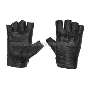 Перчатки кожаные обр/пал с защитными накладками черные