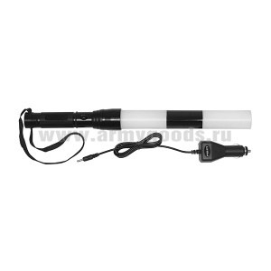 Жезл полосатый (стробоскоп) с мет. ручкой (длина 38 см) в комплекте с аккумулятором и автомобильной зарядкой