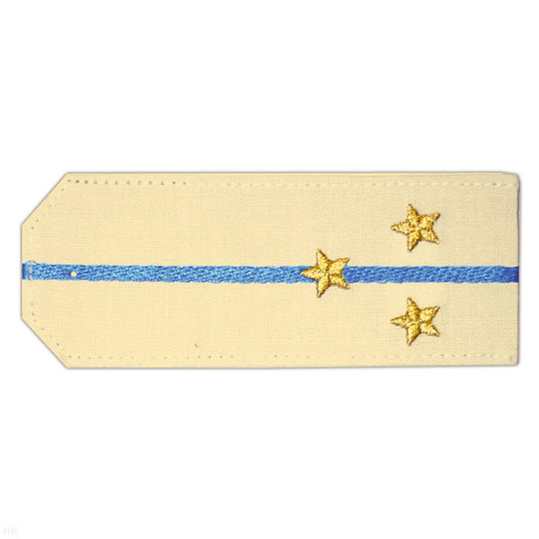 Погоны «машинная вышивка» из рубаш. ткани крем. с 1 вышит. голуб. просв. с вышит. звездами (ст. лейтенант)