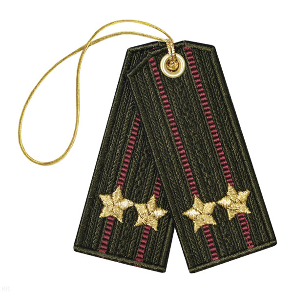 Брелок вышитый Погончики ВВ оливковые (подполковник)