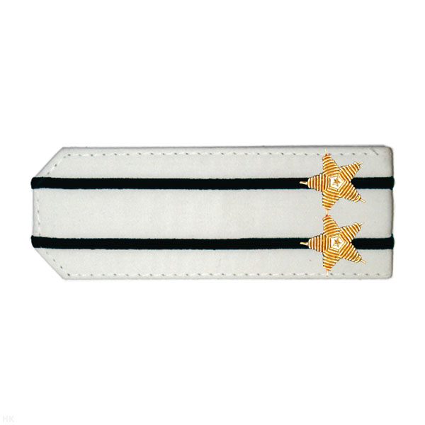 Погоны из рубаш. ткани белые с вышит. 2 черн.и просв., вышит. канителью (подполковник)