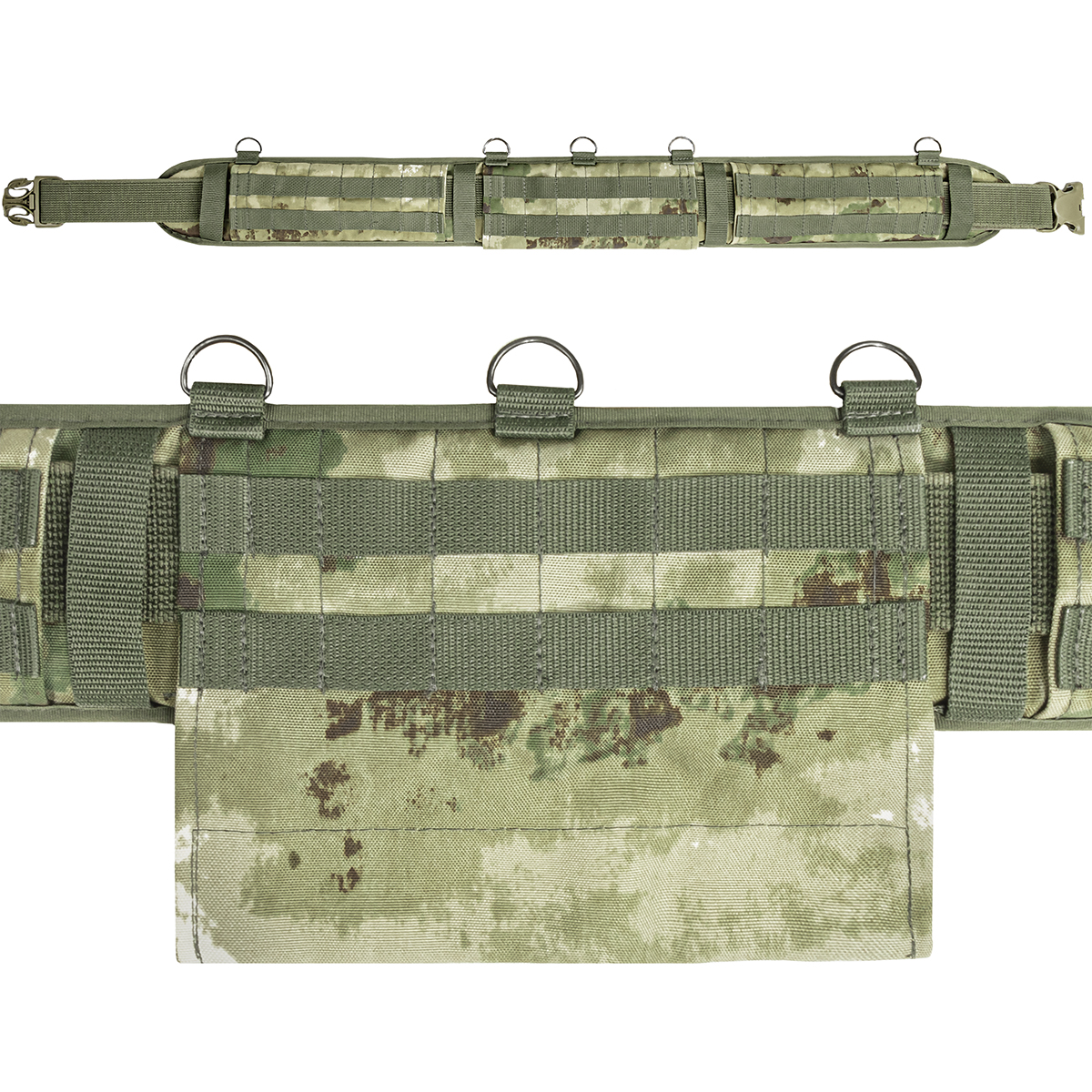 Пояс тактический малый "мох" (A-TACS FG) (ширина 10 см) с системой крепления "MOLLE" и отсеком под баллистический пакет