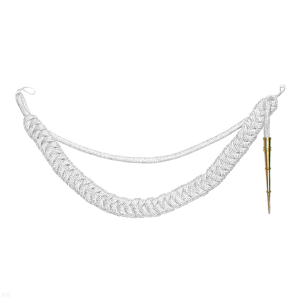 Аксельбант солдатский (уставной) шелк белый с люрексной нитью